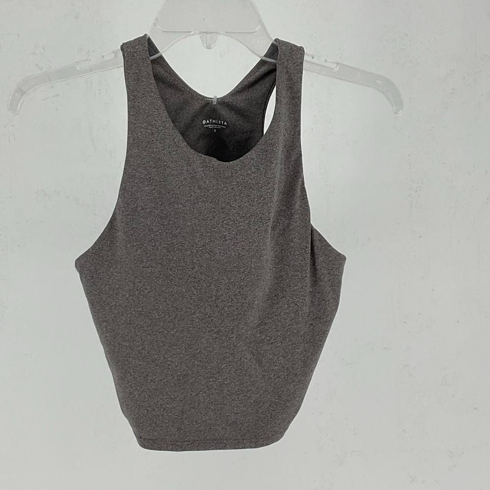 Athleta Women's Gray Heathered Racerback Cropped Tank Top Size Large